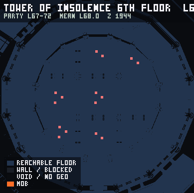 Tower of Insolence 6th Floor, mob levels 67 to 69