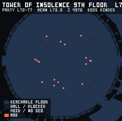Tower of Insolence 9th Floor, mob levels 72 to 74