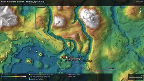 Engine render of the route to Giant Wasteland Basilisk