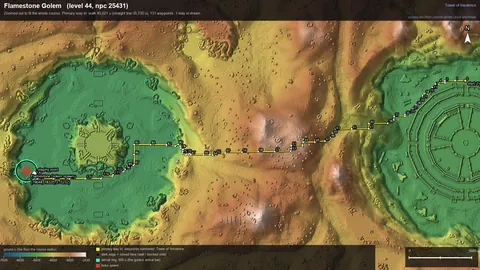 Engine render of the route to Flamestone Golem